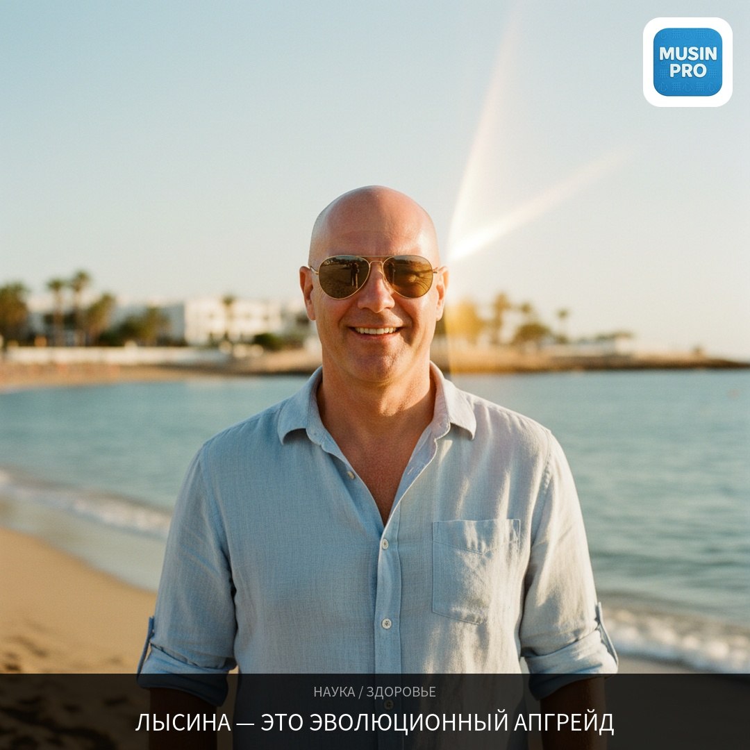 ☀️ Лысина — это не потеря, это эволюционный апгрейд.  Исследование, опубликованн