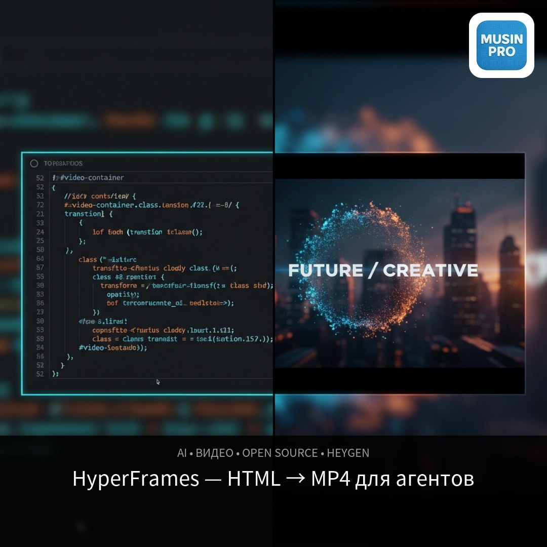 🎬 HyperFrames — пишешь HTML, получаешь MP4 HyperFrames от HeyGen — open-source