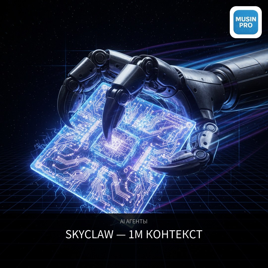 🦅 SkyClaw-v1.0 — агентная модель с контекстом 1 млн токенов по цене в 24 раза ни