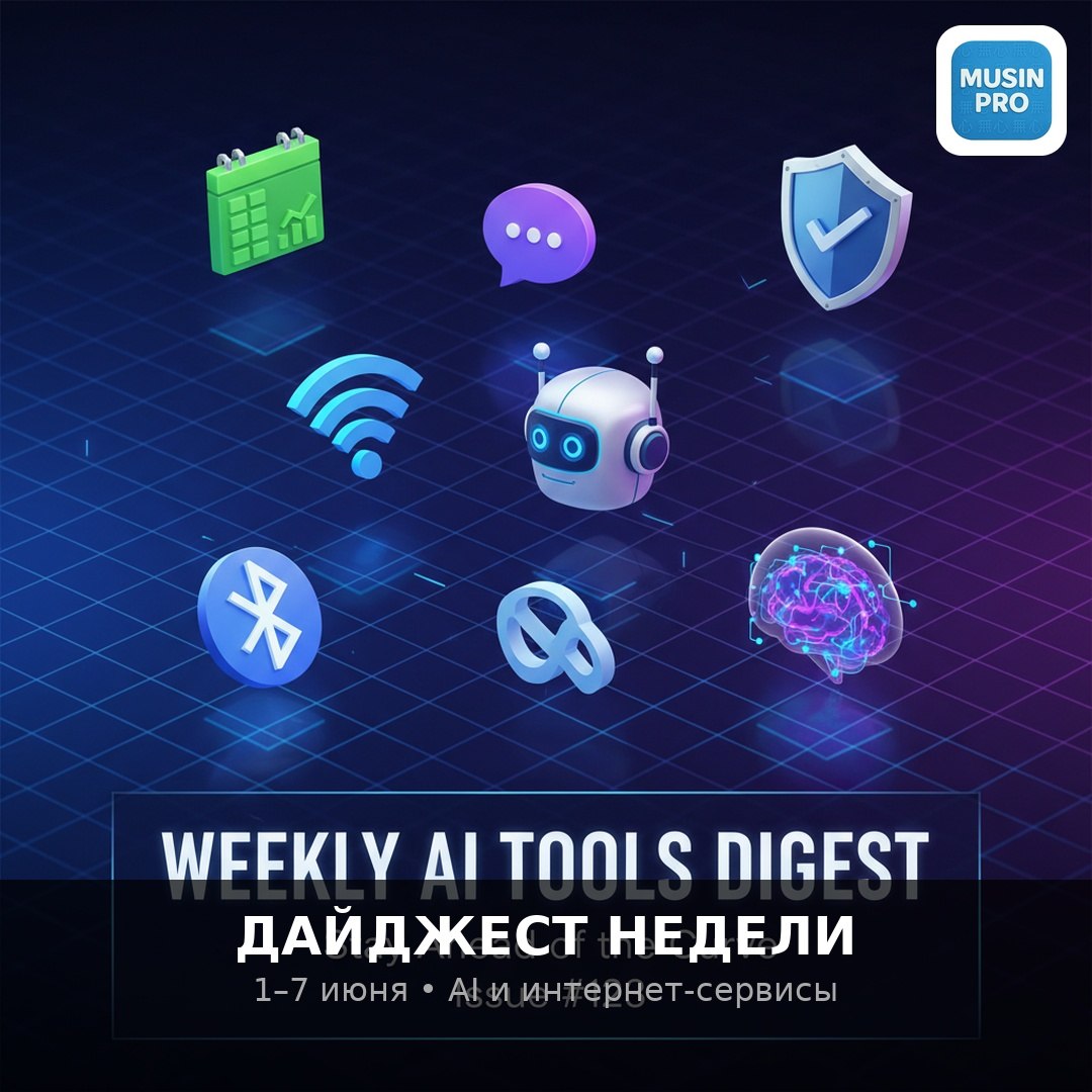 📋 Дайджест недели — @musinpro, 1–7 июня AI и интернет-сервисы за неделю  🤖 Proje