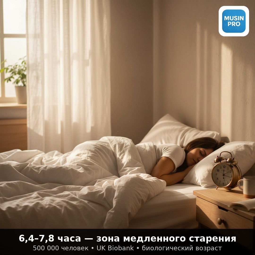 😴 Сколько спать, чтобы стареть медленнее Исследование на базе UK Biobank — почт