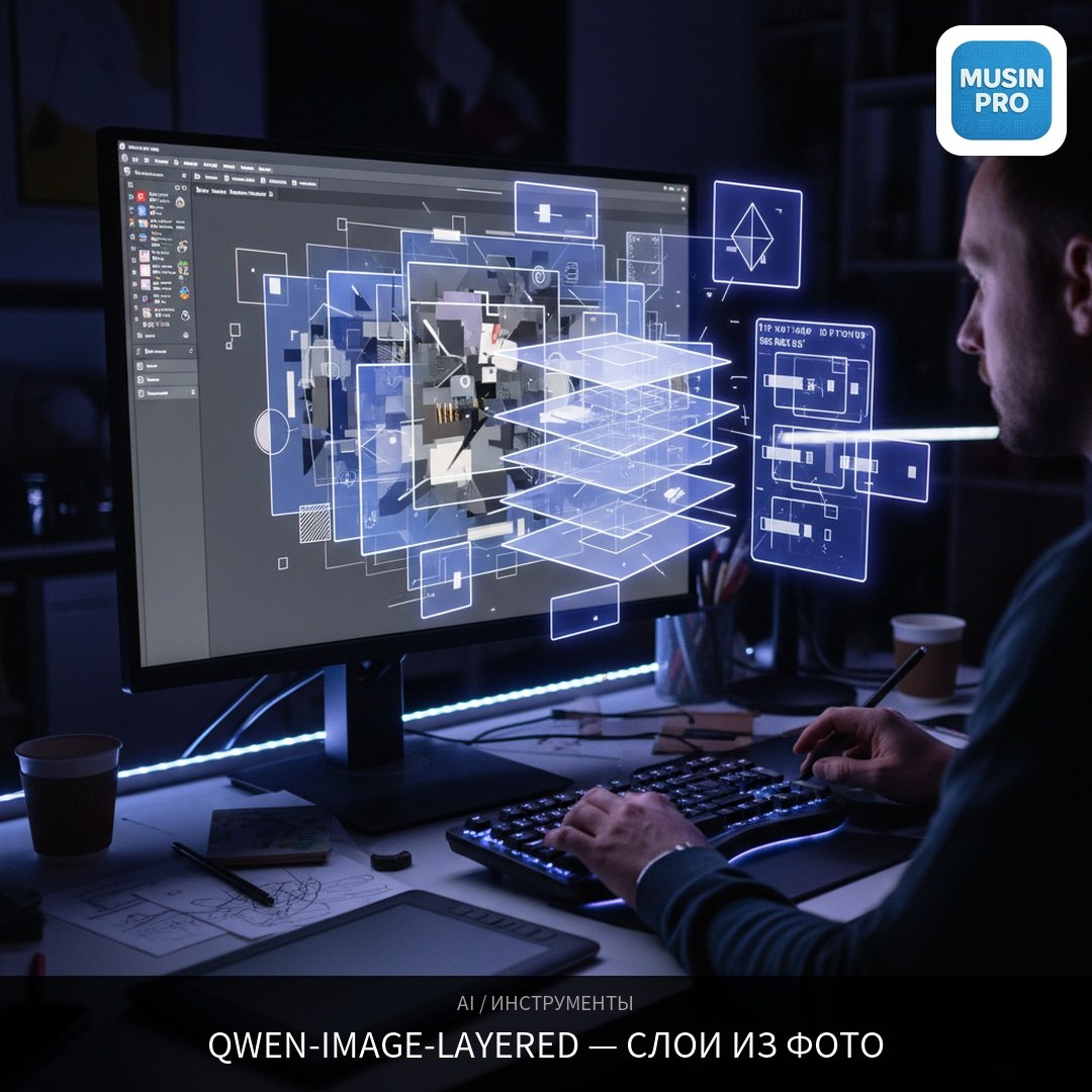 🎨 Alibaba научила ИИ разбирать фото на слои — как в Photoshop. Только автоматиче